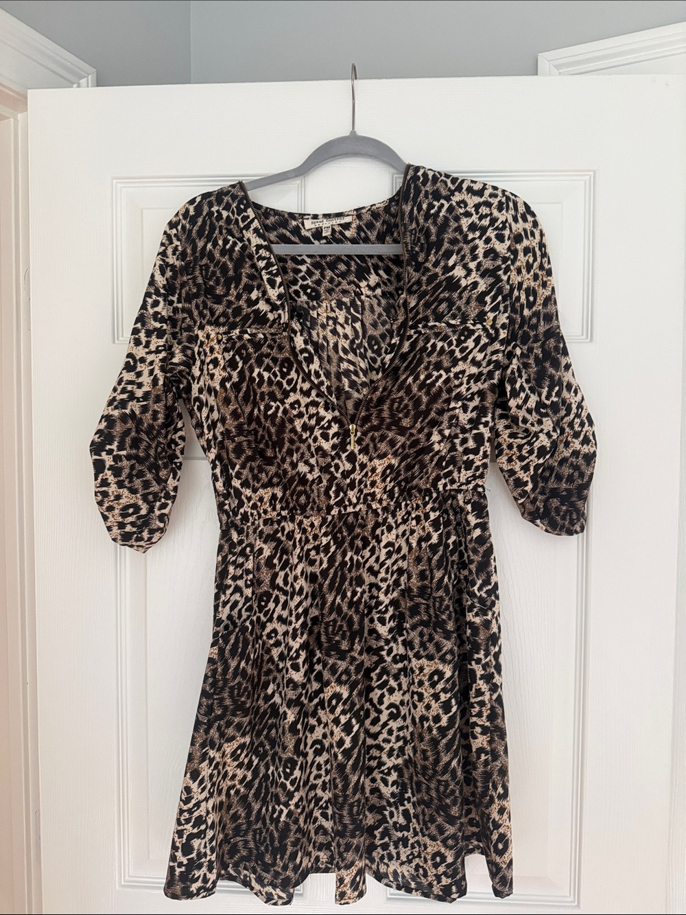 Speed Control Leopard Print Short Dress - Black and Tan